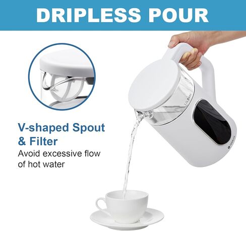 Electric Kettle, 1500W Fast Boiling Glass Water Kettle with Temperature Control, 1.7L Cordless Stainless Steel Base, Keep Warm & Auto Shut-Off, BPA-Free, White in Kuwait