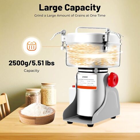 Grain Mill, 2500g 4500W Grain Mill for Flour Commercial Spice Grinder 32000r/min High-speed Flour Mill Grinder for Home for Dry Spice Herbs Grains Coffee Rice Pepper (2500g) in Saudi Arabia
