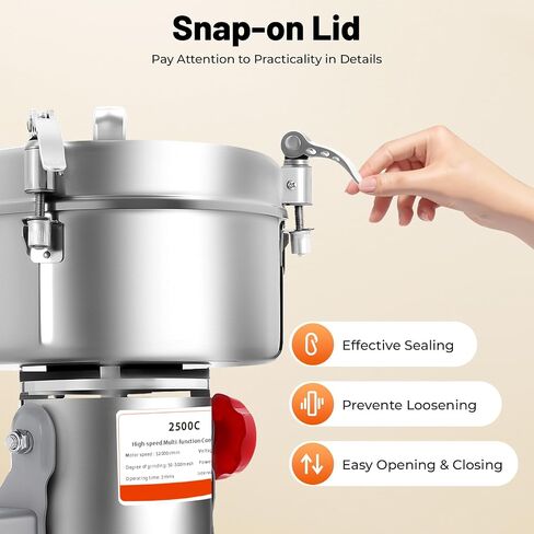 Grain Mill, 2500g 4500W Grain Mill for Flour Commercial Spice Grinder 32000r/min High-speed Flour Mill Grinder for Home for Dry Spice Herbs Grains Coffee Rice Pepper (2500g) in Saudi Arabia