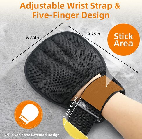 Pet Hair Remover Glove for Cats & Dogs, Patented Adjustable Strap, Reusable Five-Finger Grooming Glove, Non-Slip Fit, Removes Pet Hair from Couch, Carpet, Laundry & Car Seat in Kuwait