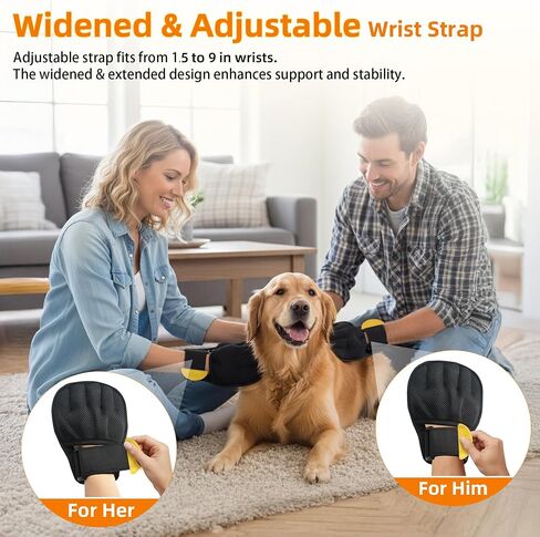 Pet Hair Remover Glove for Cats & Dogs, Patented Adjustable Strap, Reusable Five-Finger Grooming Glove, Non-Slip Fit, Removes Pet Hair from Couch, Carpet, Laundry & Car Seat in Kuwait
