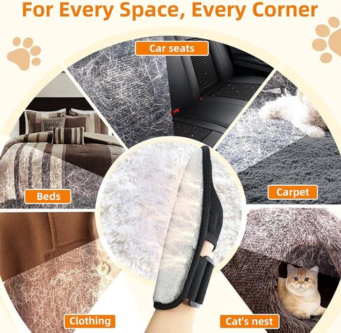 Pet Hair Remover Glove for Cats & Dogs, Patented Adjustable Strap, Reusable Five-Finger Grooming Glove, Non-Slip Fit, Removes Pet Hair from Couch, Carpet, Laundry & Car Seat in Kuwait