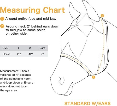 Horse Fly Mask，Adjustable Fly Masks for Horses with Ears，Super Comfort Stretchy | Large Eye Space， Breathable Eye Protection Fly Masks UV Protective Horse Supplies (Black, Large) in Saudi Arabia