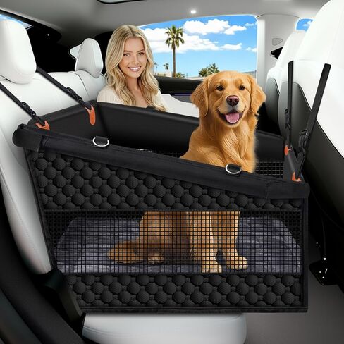 XL Large Dog Car Seat Cover with Dog Bed Mat for Back Seat Half - Single Seat Travel Hammock Extender, Waterproof Hard Bottom for Medium & Large Dogs, Car SUV Truck Vehicle in Saudi Arabia
