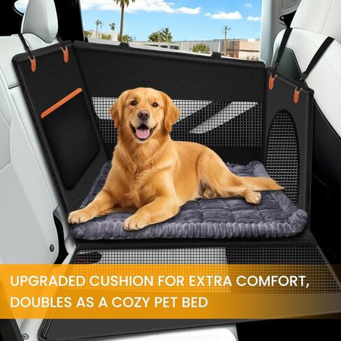 XL Large Dog Car Seat Cover with Dog Bed Mat for Back Seat Half - Single Seat Travel Hammock Extender, Waterproof Hard Bottom for Medium & Large Dogs, Car SUV Truck Vehicle in Saudi Arabia