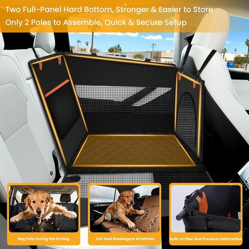 XL Large Dog Car Seat Cover with Dog Bed Mat for Back Seat Half - Single Seat Travel Hammock Extender, Waterproof Hard Bottom for Medium & Large Dogs, Car SUV Truck Vehicle in Saudi Arabia