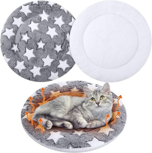 VitalCozy 2 Pack Self Warming Cat Mat Self Heating Pad Bed Reversible Machine Washable Reflects Body Heat Warm Thermal Pet Pad Crate Blanket for Feral and Indoor Cat(16'',Large Star) in Saudi Arabia