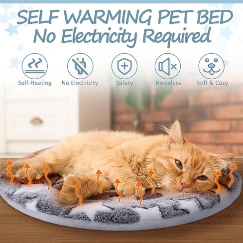 VitalCozy 2 Pack Self Warming Cat Mat Self Heating Pad Bed Reversible Machine Washable Reflects Body Heat Warm Thermal Pet Pad Crate Blanket for Feral and Indoor Cat(16'',Large Star) in Saudi Arabia