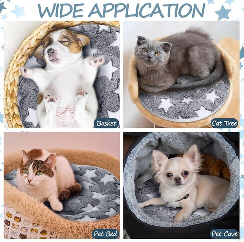 VitalCozy 2 Pack Self Warming Cat Mat Self Heating Pad Bed Reversible Machine Washable Reflects Body Heat Warm Thermal Pet Pad Crate Blanket for Feral and Indoor Cat(16'',Large Star) in Saudi Arabia
