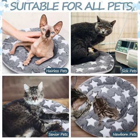 VitalCozy 2 Pack Self Warming Cat Mat Self Heating Pad Bed Reversible Machine Washable Reflects Body Heat Warm Thermal Pet Pad Crate Blanket for Feral and Indoor Cat(16'',Large Star) in Saudi Arabia