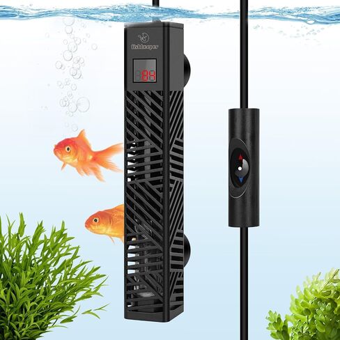 سخان حوض السمك الغاطس بقدرة 500 وات من Fishkeeper - سخان حوض أسماك رقمي فائق الأمان بسعة 53-130 جالون، مع إيقاف تشغيل الماء تلقائيًا، تسخين سريع ذكي PID، 59 درجة فهرنهايت - 93 درجة فهرنهايت وتحكم دقيق في درجة الحرارة in Kuwait