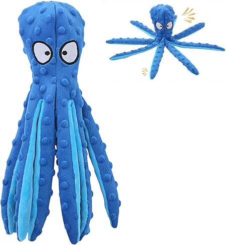 Octopus Dog Toy – Squeaky & Crinkle Plush – No Stuffing Toy for Small, Medium & Large Dogs – Interactive Pet-Safe Soft Toy for Tug, Fetch & Play – Blue– Tail Town in Saudi Arabia