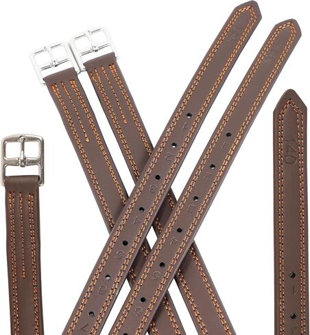 Stirrup Leathers for English Saddles, 2 Pack Equestrian Riding Stirrup Straps with Stainless Steel Buckle & Sturdy Nylon Core, Horse Riding Gear for Daily Riding/Schooling/Showing (Brown, 54) in Saudi Arabia