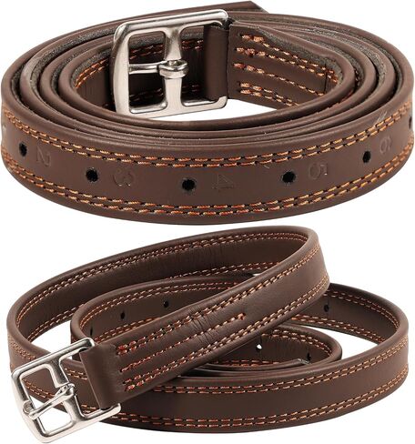 Stirrup Leathers for English Saddles, 2 Pack Equestrian Riding Stirrup Straps with Stainless Steel Buckle & Sturdy Nylon Core, Horse Riding Gear for Daily Riding/Schooling/Showing (Brown, 54) in Saudi Arabia
