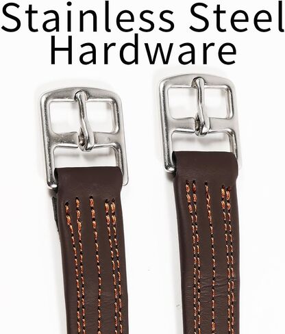 Stirrup Leathers for English Saddles, 2 Pack Equestrian Riding Stirrup Straps with Stainless Steel Buckle & Sturdy Nylon Core, Horse Riding Gear for Daily Riding/Schooling/Showing (Brown, 54) in Saudi Arabia