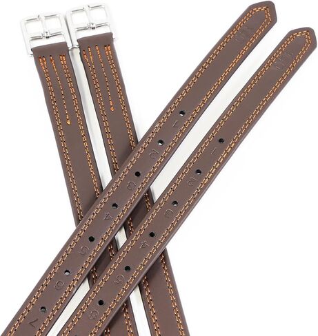 Stirrup Leathers for English Saddles, 2 Pack Equestrian Riding Stirrup Straps with Stainless Steel Buckle & Sturdy Nylon Core, Horse Riding Gear for Daily Riding/Schooling/Showing (Brown, 54) in Saudi Arabia