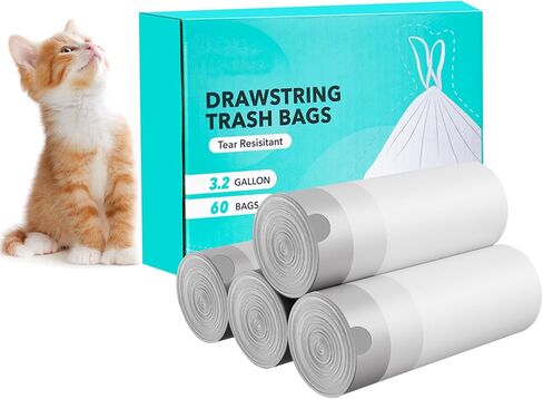 Extra Large Cat Litter Box Liners, Cat Litter Waste Receptacles Bags for Cleanpethome Self Cleaning Litter Box Pet Poop Bags with Drawstring 60 Count in Saudi Arabia