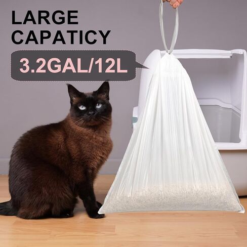 Extra Large Cat Litter Box Liners, Cat Litter Waste Receptacles Bags for Cleanpethome Self Cleaning Litter Box Pet Poop Bags with Drawstring 60 Count in Saudi Arabia