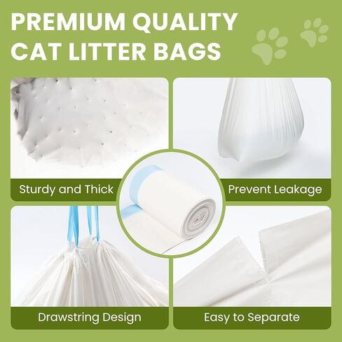 Extra Large Cat Litter Box Liners, Cat Litter Waste Receptacles Bags for Cleanpethome Self Cleaning Litter Box Pet Poop Bags with Drawstring 60 Count in Saudi Arabia
