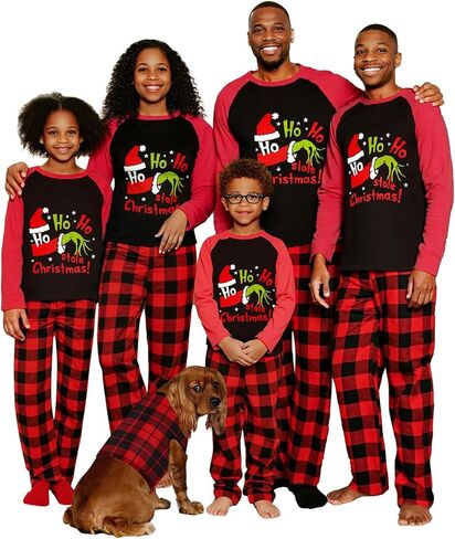 Manooby Christmas Pajamas for Family,Christmas Pajamas Matching Sets,Xmas Pjs for Men Women Dog in Saudi Arabia