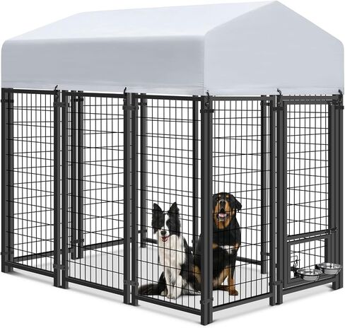 Vagger 6x4.3x6FT Outdoor Dog Kennel for Large Dogs,Extra Large Heavy Duty Welded Wire Fence Playpen for Outside,Newly Upgraded Security Door Lock and Panel Connector/UV-Resistant Waterproof Roof Cover in Saudi Arabia