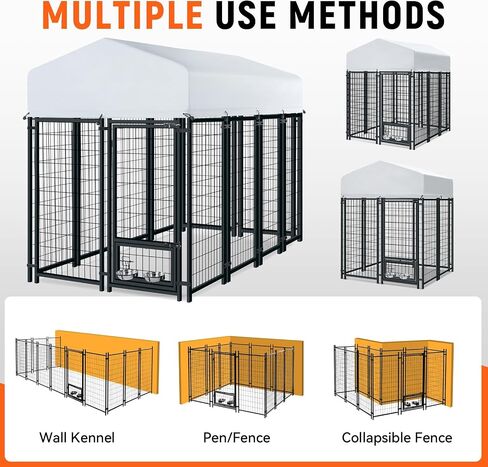 Vagger 6x4.3x6FT Outdoor Dog Kennel for Large Dogs,Extra Large Heavy Duty Welded Wire Fence Playpen for Outside,Newly Upgraded Security Door Lock and Panel Connector/UV-Resistant Waterproof Roof Cover in Saudi Arabia