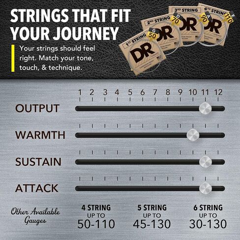 DR Handmade Strings DR Hi-Beam Round Core Medium 5 Bass Guitar Strings (MR5-130) in Kuwait