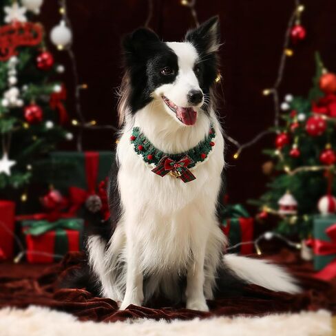 Dog Bandanas,Christmas Scarf for Dogs,Outfits,Boy,Girl,3 Designs- Costumes for Party,Green,Red Soft Farbic,Dog Accessories,Medium,Large,Small (Medium, Christmas 1) in Saudi Arabia