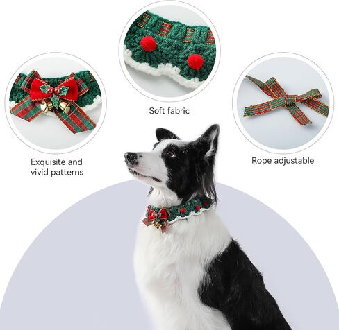 Dog Bandanas,Christmas Scarf for Dogs,Outfits,Boy,Girl,3 Designs- Costumes for Party,Green,Red Soft Farbic,Dog Accessories,Medium,Large,Small (Medium, Christmas 1) in Saudi Arabia