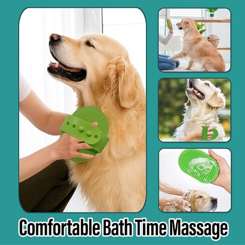 2 Pcs Self Cleaning Slicker Brush & Bath Brush For Dogs and Cats - Skin Friendly Deshedding Dog Brush Suitable For Shedding & Haired Pets, Green in Saudi Arabia