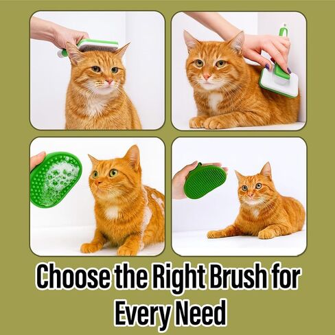 2 Pcs Self Cleaning Slicker Brush & Bath Brush For Dogs and Cats - Skin Friendly Deshedding Dog Brush Suitable For Shedding & Haired Pets, Green in Saudi Arabia