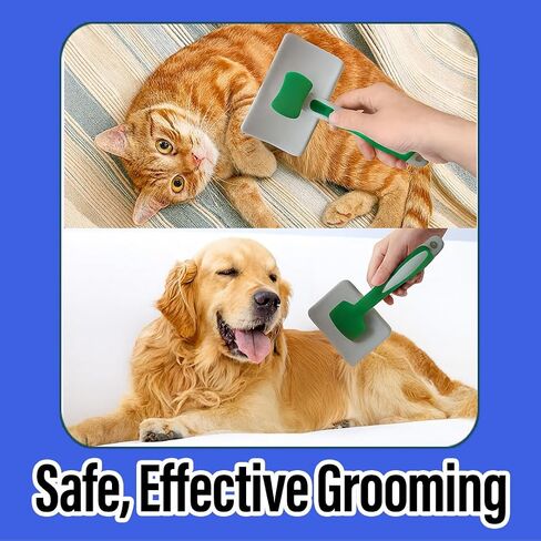 2 Pcs Self Cleaning Slicker Brush & Bath Brush For Dogs and Cats - Skin Friendly Deshedding Dog Brush Suitable For Shedding & Haired Pets, Green in Saudi Arabia