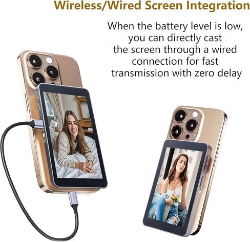 شاشة شاشة Selfie Monitor Selfie Magnetic ، 1080p اللاسلكي اللاسلكي الشاشة صورة شخصية مع تعديل التركيز ، مزامنة الصوت ، زر الصور ومكانة الألومنيوم لدعم Vlog Live Stream Tiktok (أبيض) in Saudi Arabia