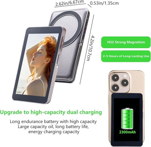 شاشة شاشة Selfie Monitor Selfie Magnetic ، 1080p اللاسلكي اللاسلكي الشاشة صورة شخصية مع تعديل التركيز ، مزامنة الصوت ، زر الصور ومكانة الألومنيوم لدعم Vlog Live Stream Tiktok (أبيض) in Saudi Arabia