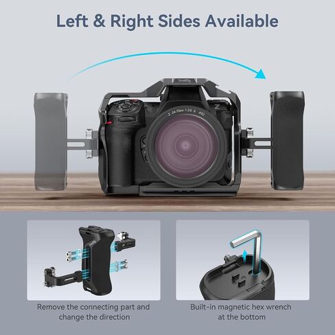 SmallRig Side Handle with (1/4" & 3/8") Two-in-One Locating Screw, Stretchable Mounting Point, Ergonomic Handgrip with 36mm Up/Down Adjustable, Left/Right Hand Universal - 4346 in Saudi Arabia