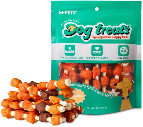 M-PETS Chicken Wrapped Dog Treats 30 pcs Rawhide Chews Sticks, Puppy Training Treat, Snacks for Small and Medium Dogs in Kuwait