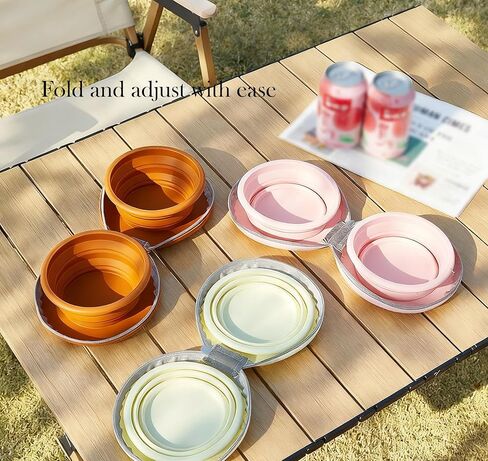 Collapsible Dog Bowls,2-in-1 Pet Bowls with Zipper Carrying Case and Carabiner Clip for Traveling Hiking Camping Walking,Pink in Saudi Arabia