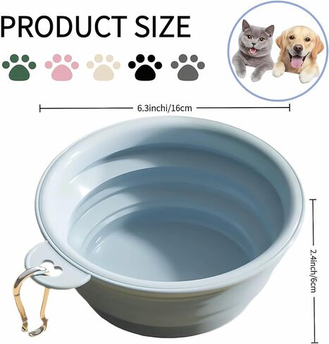 Dog Bowls for Travel,Portable Collapsible Silicone Pet Food Water Bowl,BPA Free Dishwasher Safe Foldable with 1 Carabiner Camping, Hiking Backpacking, Beach in Kuwait