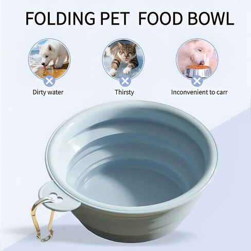 Dog Bowls for Travel,Portable Collapsible Silicone Pet Food Water Bowl,BPA Free Dishwasher Safe Foldable with 1 Carabiner Camping, Hiking Backpacking, Beach in Kuwait