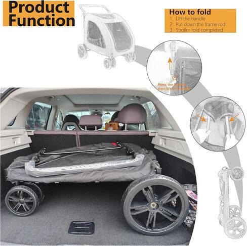 Foldable Pet Jogger Stroller for Large Dogs up to 110 lbs, Universal Wheel Dog Stroller for Single or Multiple Medium and Large Dogs (Grey) in Saudi Arabia