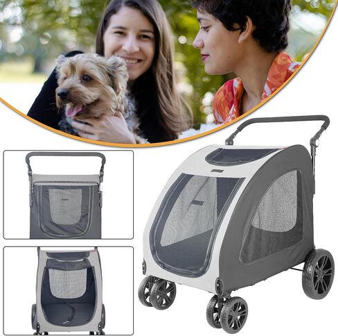 Foldable Pet Jogger Stroller for Large Dogs up to 110 lbs, Universal Wheel Dog Stroller for Single or Multiple Medium and Large Dogs (Grey) in Saudi Arabia