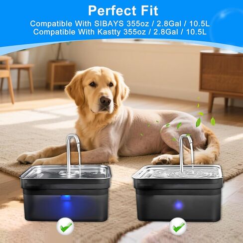 24PCS Dog Water Fountain Filter Fit for Kastty & Compatible with SIBAYS 355oz / 2.8Gal / 10.5L, Sponge and Coconut Carbon for Large Dog Water Bowl Filter Replacement in Saudi Arabia