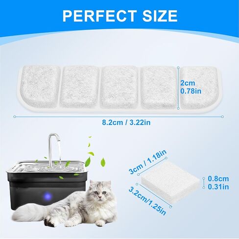 24PCS Dog Water Fountain Filter Fit for Kastty & Compatible with SIBAYS 355oz / 2.8Gal / 10.5L, Sponge and Coconut Carbon for Large Dog Water Bowl Filter Replacement in Saudi Arabia