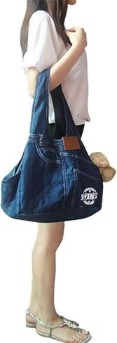 Portable Carrier Jeans Tote Bag Foldable Pet Dogs Travel Out Package Breathable for Small Dogs Organizers Carriers in Saudi Arabia