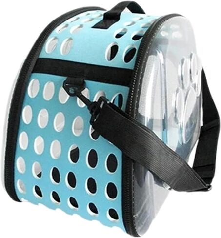 Pet Shoulder Bag Cat Carrier Outdoor Travel Breathable Handbag Puppy & Kitten Transparent Portable Strap(Lake Blue Small Size) in Saudi Arabia