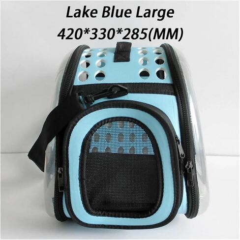 Pet Shoulder Bag Cat Carrier Outdoor Travel Breathable Handbag Puppy & Kitten Transparent Portable Strap(Lake Blue Small Size) in Saudi Arabia