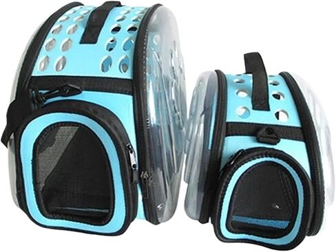 Pet Shoulder Bag Cat Carrier Outdoor Travel Breathable Handbag Puppy & Kitten Transparent Portable Strap(Lake Blue Small Size) in Saudi Arabia