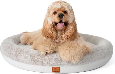 Round Donut Dog Bed – Luxury Orthopedic Dog Beds with Memory Foam – Calming Bolster Pet Bed, Water-Resistant, Washable Plush Cover, Premium Zipper – Small Dogs & Cats (21 Inches) in Saudi Arabia