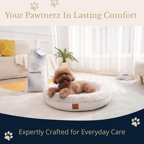 Round Donut Dog Bed – Luxury Orthopedic Dog Beds with Memory Foam – Calming Bolster Pet Bed, Water-Resistant, Washable Plush Cover, Premium Zipper – Small Dogs & Cats (21 Inches) in Saudi Arabia