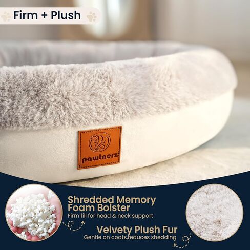 Round Donut Dog Bed – Luxury Orthopedic Dog Beds with Memory Foam – Calming Bolster Pet Bed, Water-Resistant, Washable Plush Cover, Premium Zipper – Small Dogs & Cats (21 Inches) in Saudi Arabia